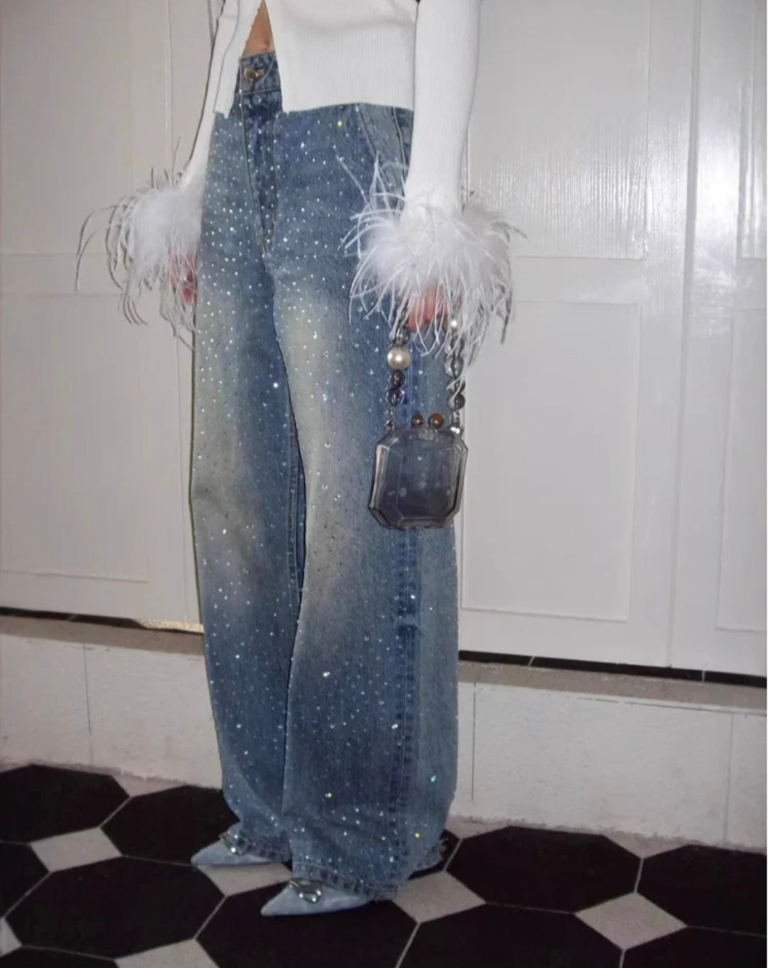 GLITZER DENIM JEANS